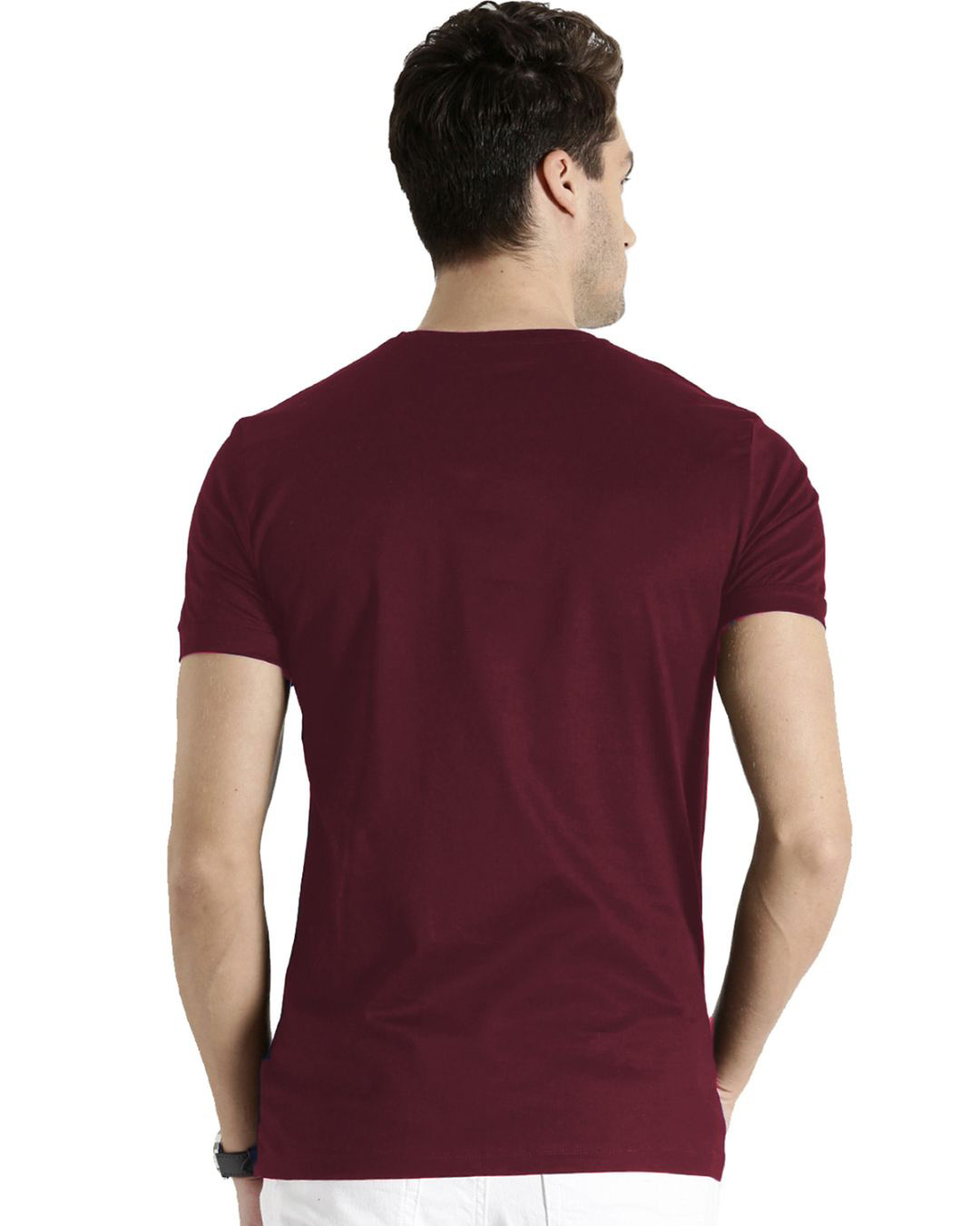 Shop Men's Maroon Branded Printed Cotton T-shirt-Back