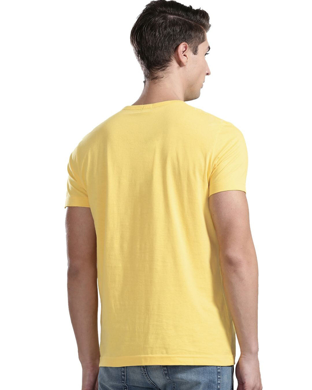 Shop Men's Yellow Regular Fit T-shirt-Back