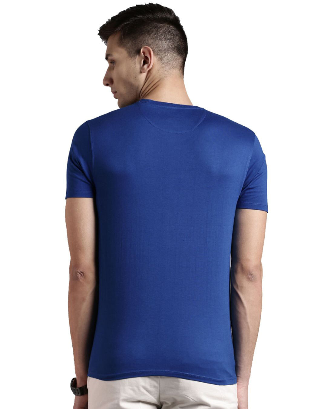 Shop Men's Blue Graphic Print Regular Fit T-shirt-Back