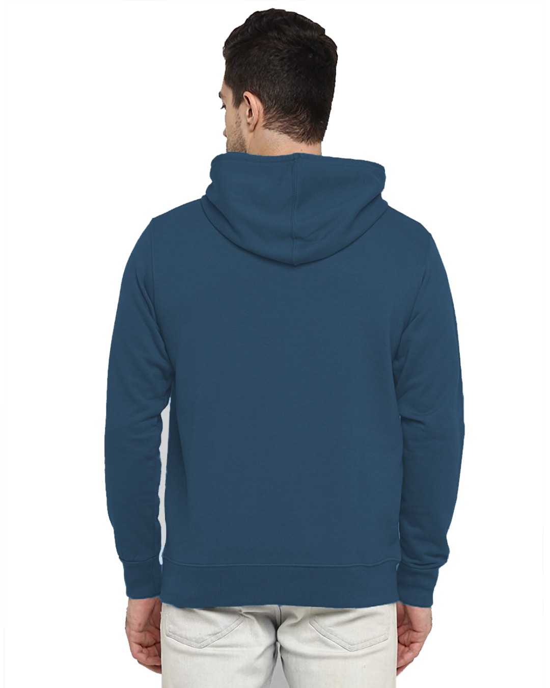 Shop Men's Blue Printed Regular Fit Hoodie-Back