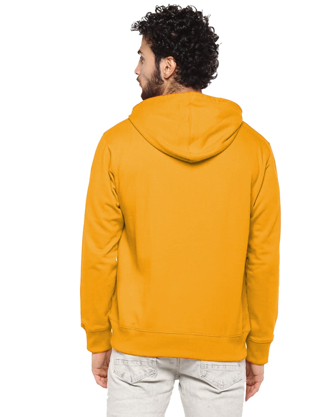 Shop Men's Yellow Printed Regular Fit Hoodie-Back