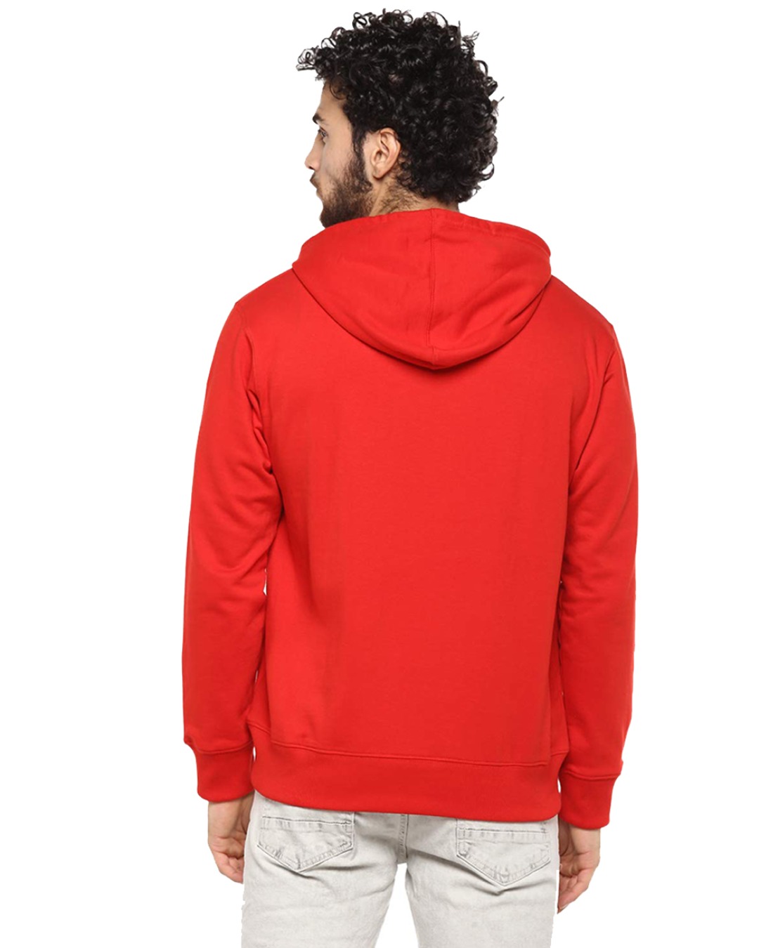 Shop Men's Red Printed Regular Fit Hoodie-Back