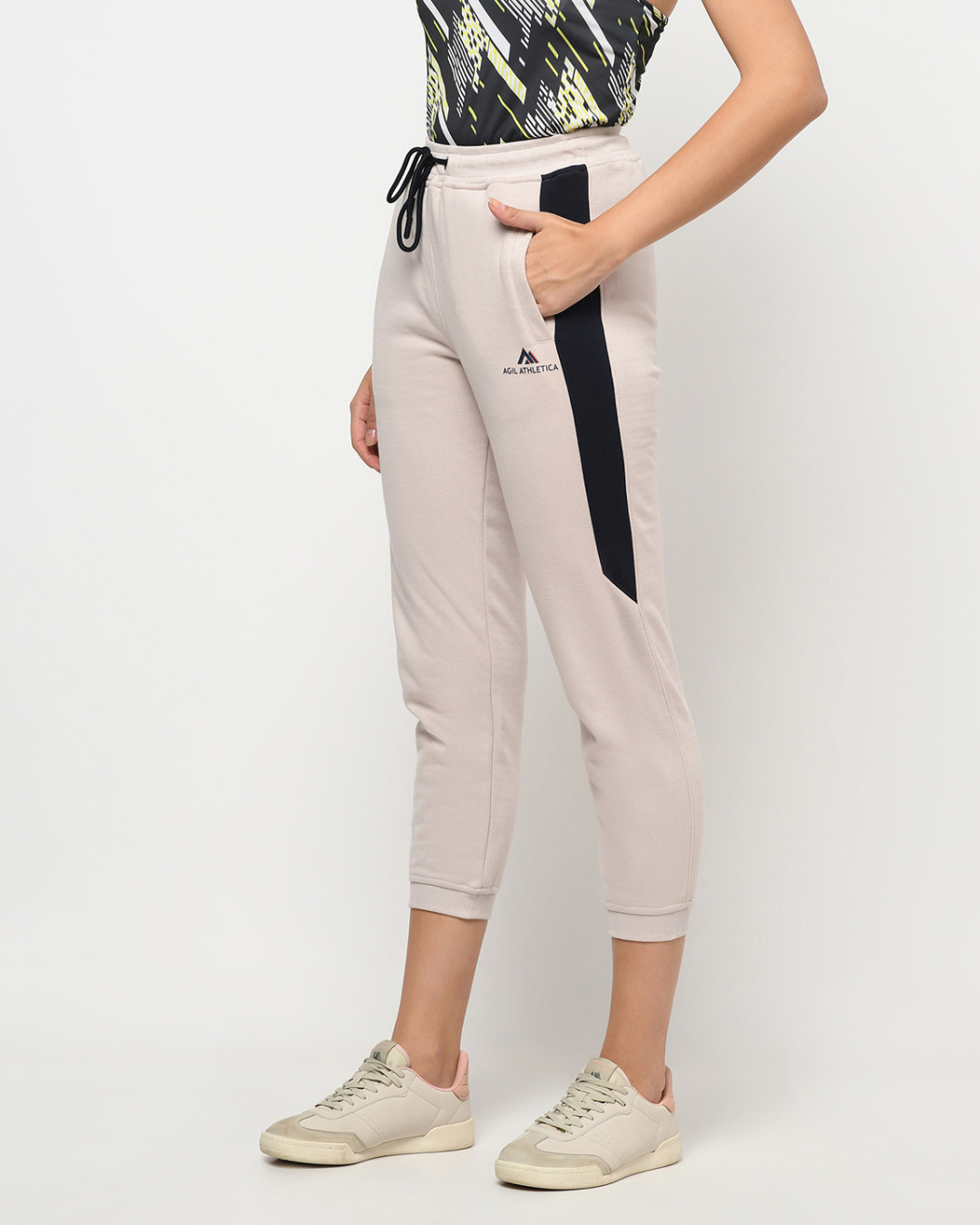 Shop Women's Beige Relaxed Fit Joggers-Back