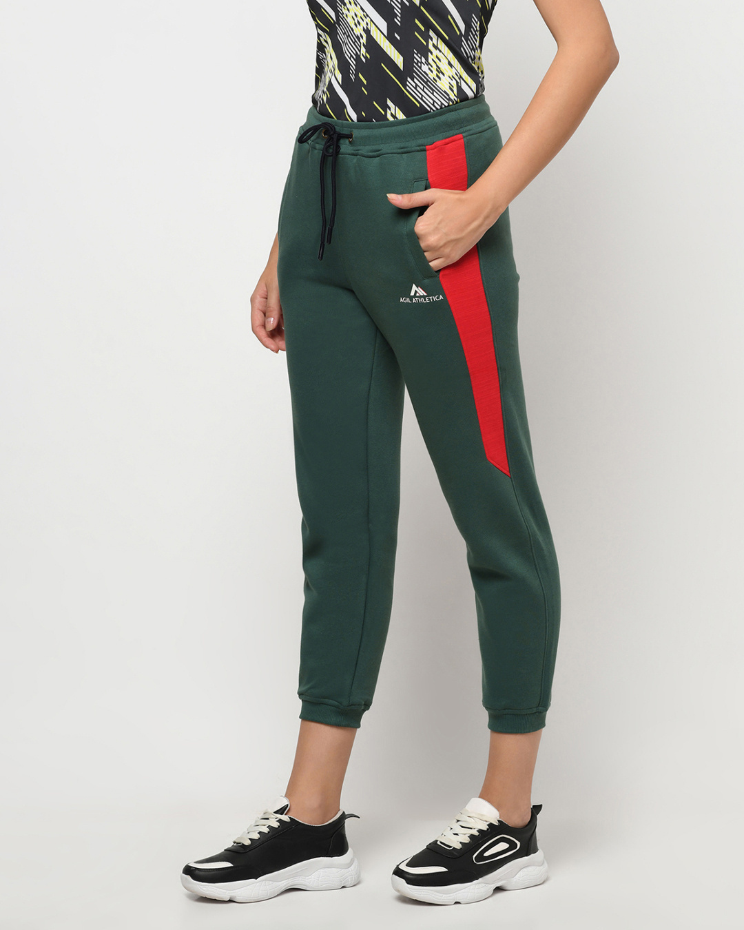 Shop Women's Green Relaxed Fit Joggers-Back
