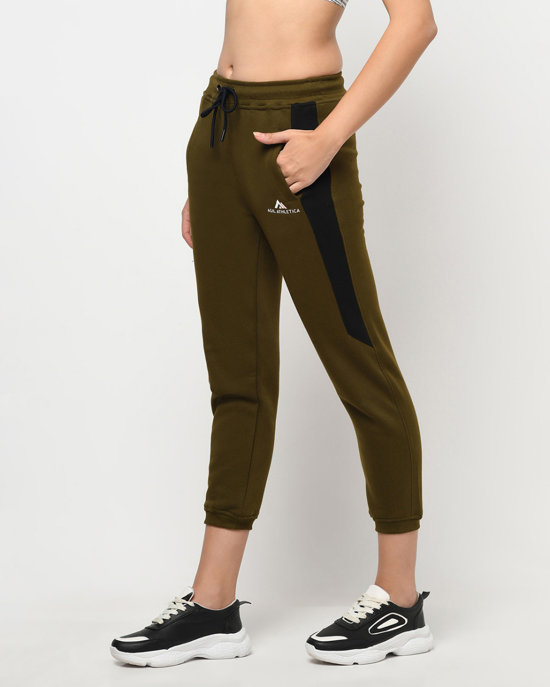 Shop Women's Olive Relaxed Fit Joggers-Back