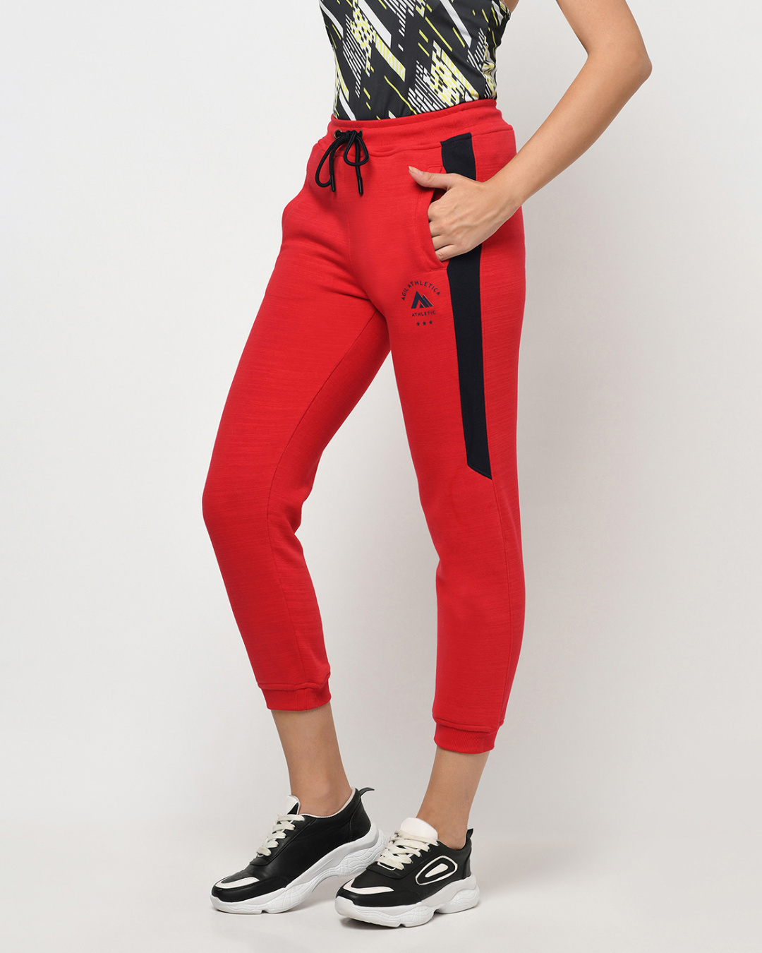 Shop Women's Red Relaxed Fit Joggers-Back