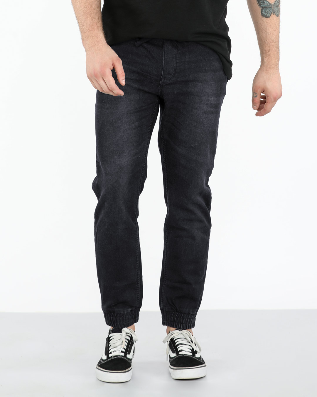 Shop Ahoy Black Denim Joggers-Back