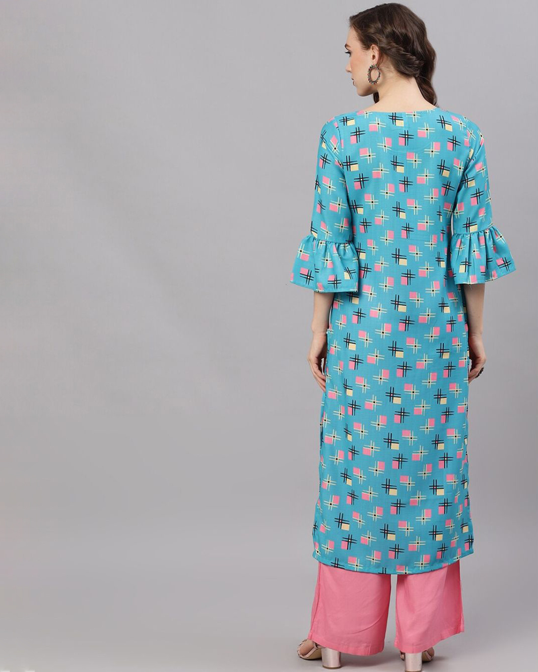 Shop Blue Digital Printed Kurta-Back