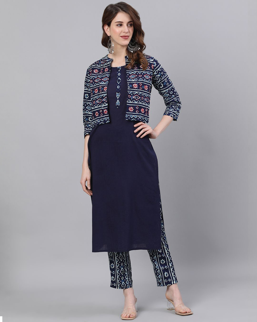 AKS Women Navy & Pink Printed Angrakha Anarkali Kurta Price in India, Full  Specifications & Offers | DTashion.com