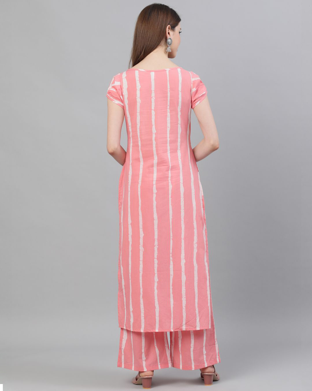 Shop Pink & White Striped Printed Kurta Set-Back