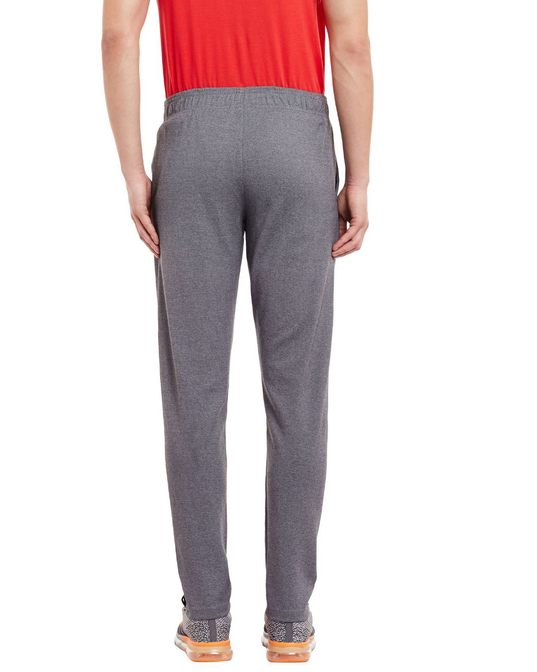 Shop Men's Grey Melange Slim Fit Track Pants-Back