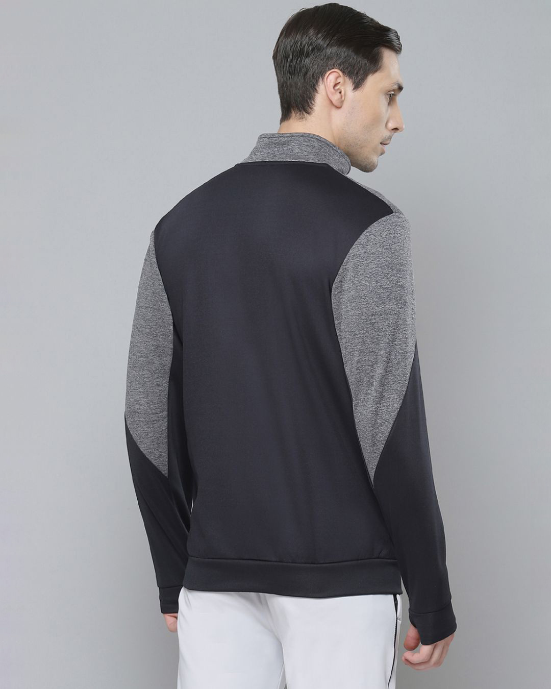 Shop Men Black Color Block Slim Fit Sweatshirt-Back