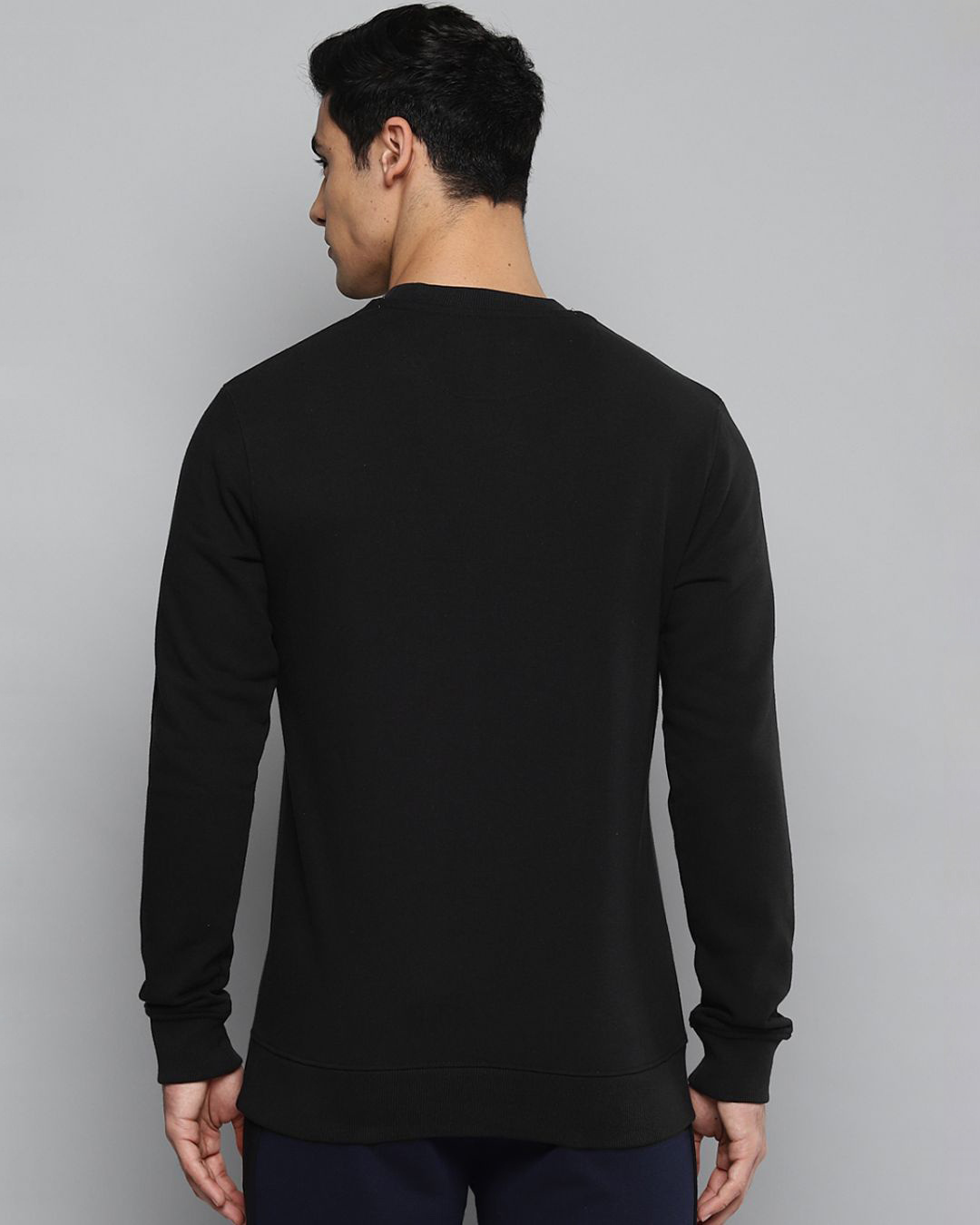 Shop Men Black Printed Slim Fit Sweatshirt-Back
