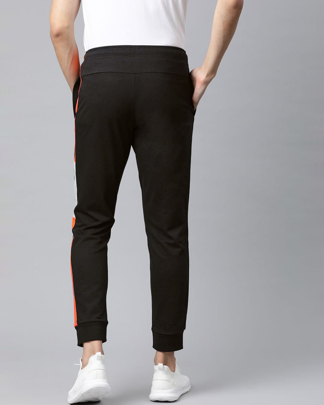 Shop Men's Black Solid Slim Fit Joggers-Back