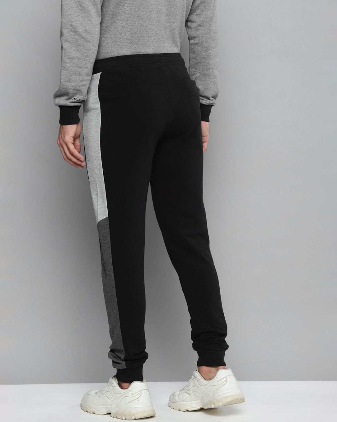 Shop Men Black Solid Slim Fit Joggers With Side Stripes-Back