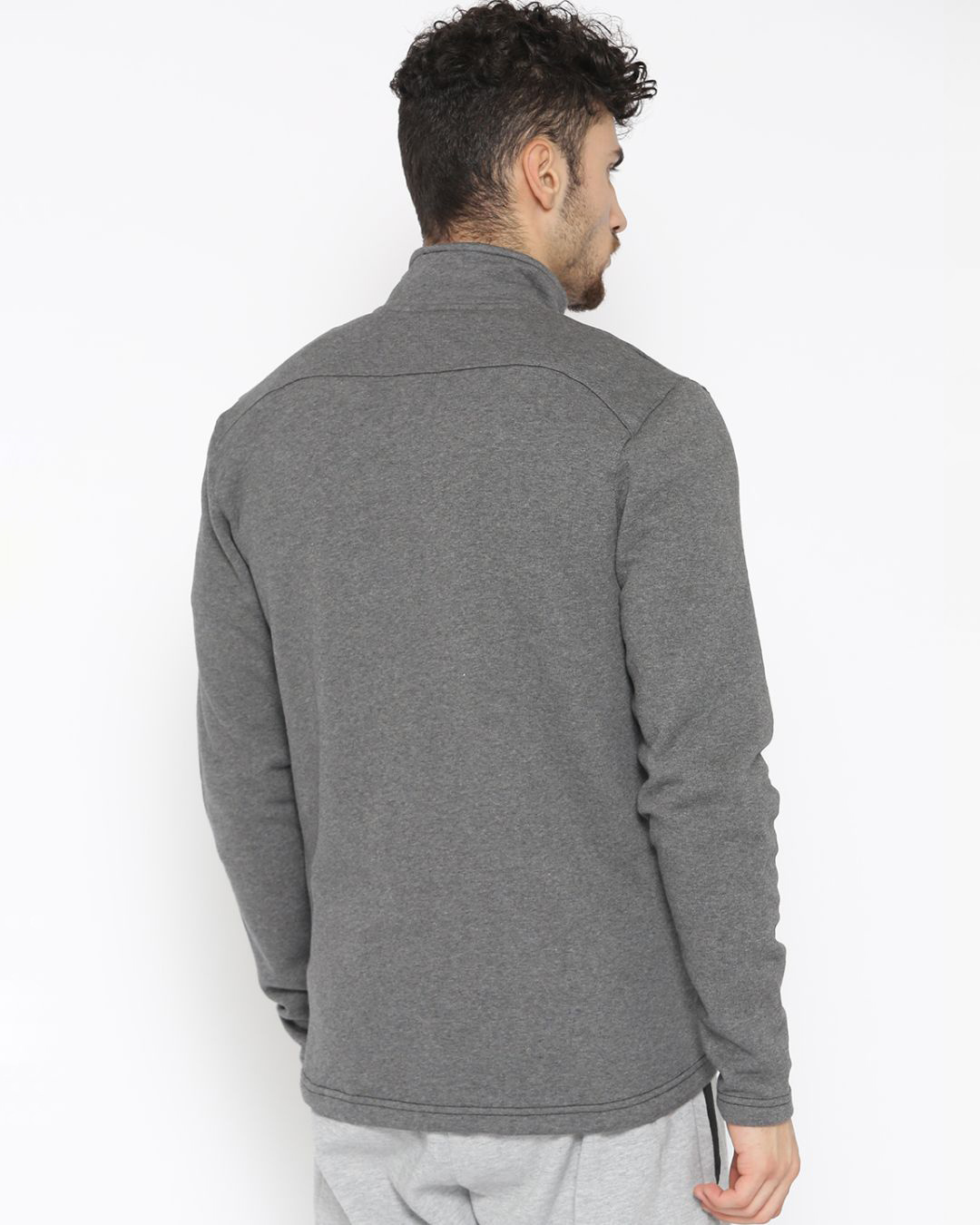 Shop Men Grey Color Block Slim Fit Jacket-Back