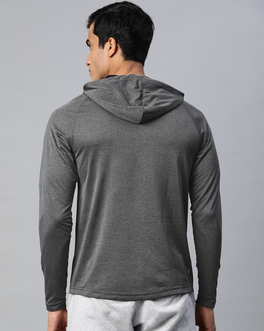 Shop Men Grey Self Design Slim Fit Sweatshirt-Back