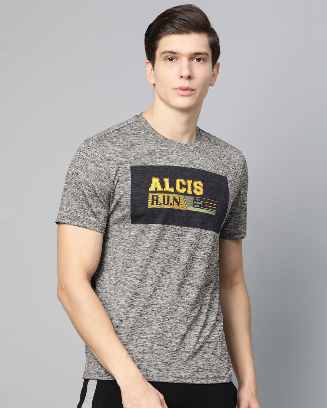 Buy Men's Grey Printed Slim Fit T-shirt 