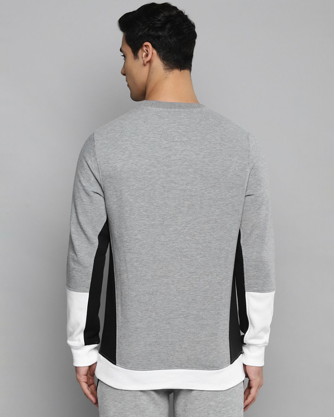 Shop Men Grey Color Block Slim Fit Sweatshirt-Back