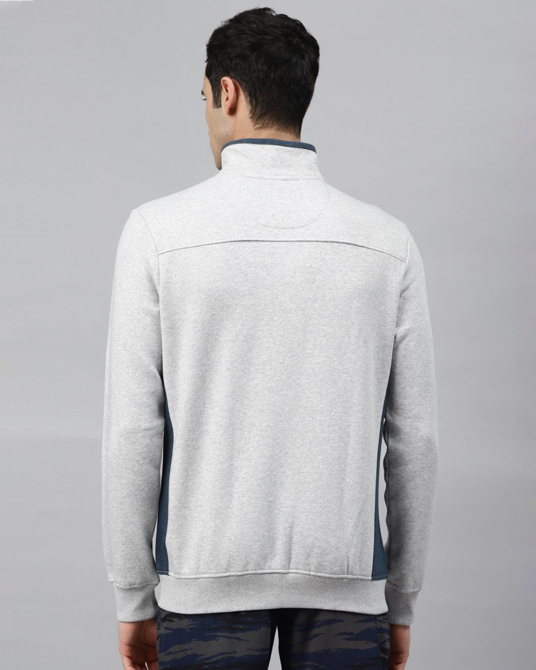 Shop Men Grey Slim Fit Jacket-Back