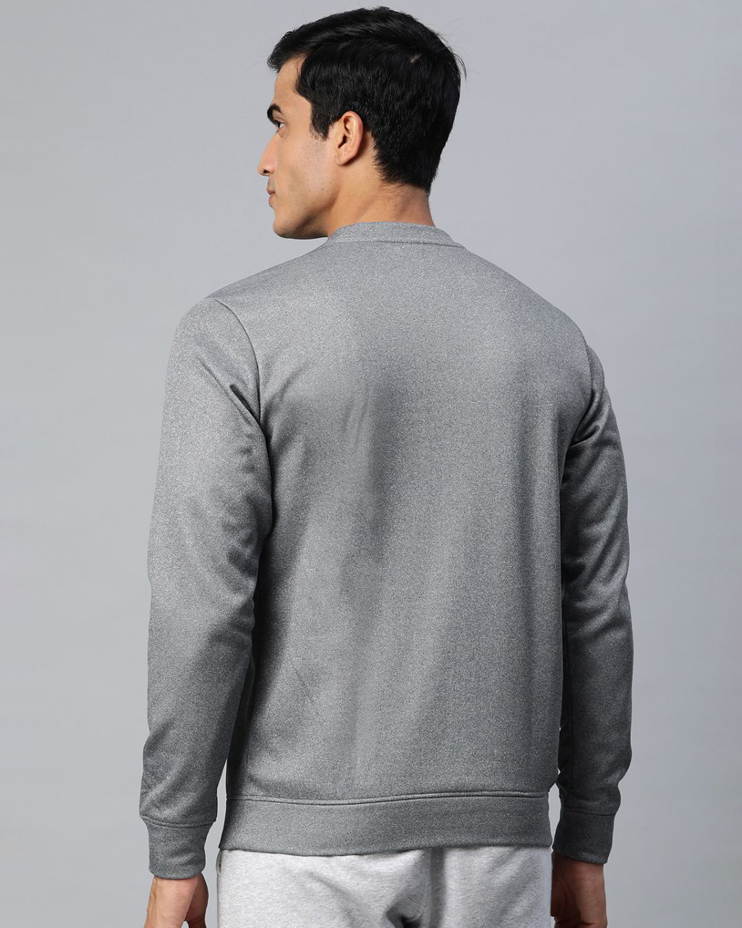 Shop Men Grey Slim Fit Sweatshirt-Back