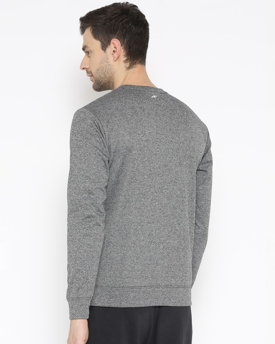 Shop Men Grey Slim Fit Sweatshirt-Back