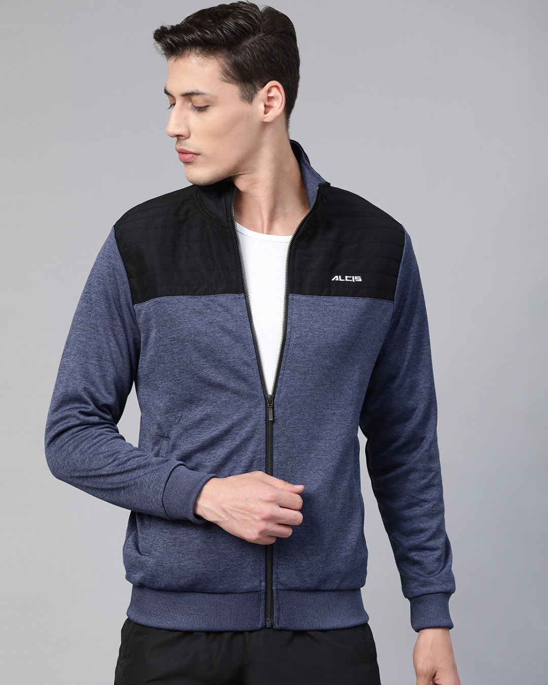Buy Alcis Men Blue Color Block Slim Fit Jacket for Men Blue Online at ...