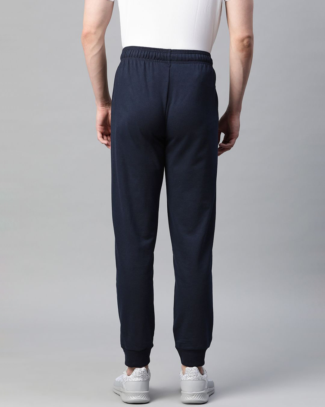Shop Men's Navy Blue Printed Detail Slim Fit Joggers-Back