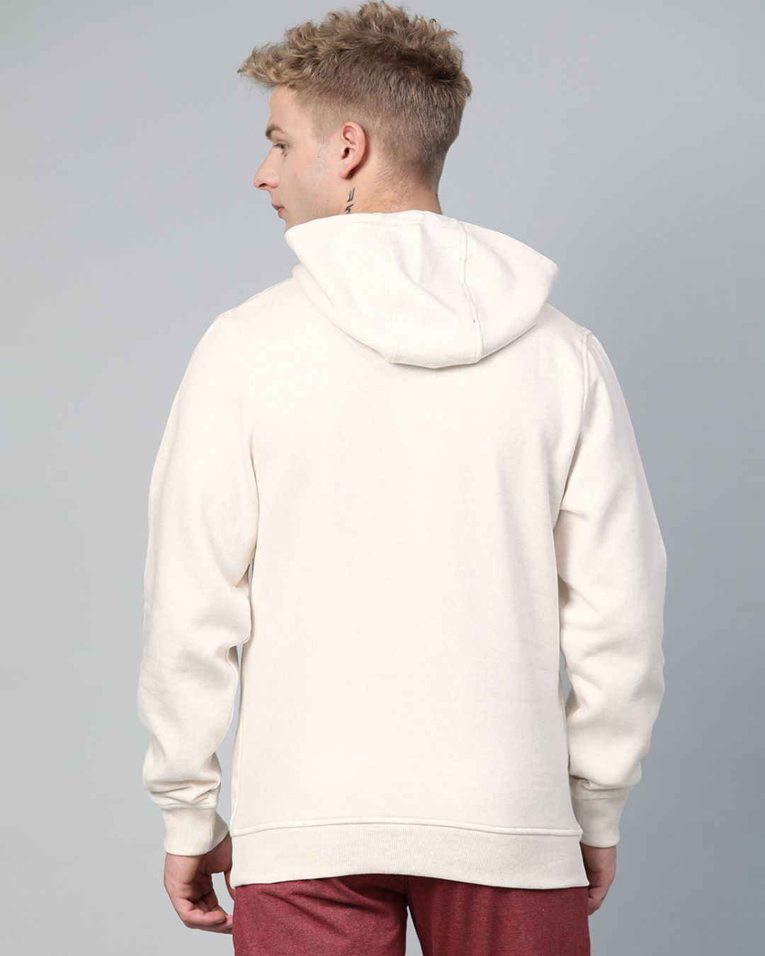 Shop Men White Printed Slim Fit Sweatshirt-Back