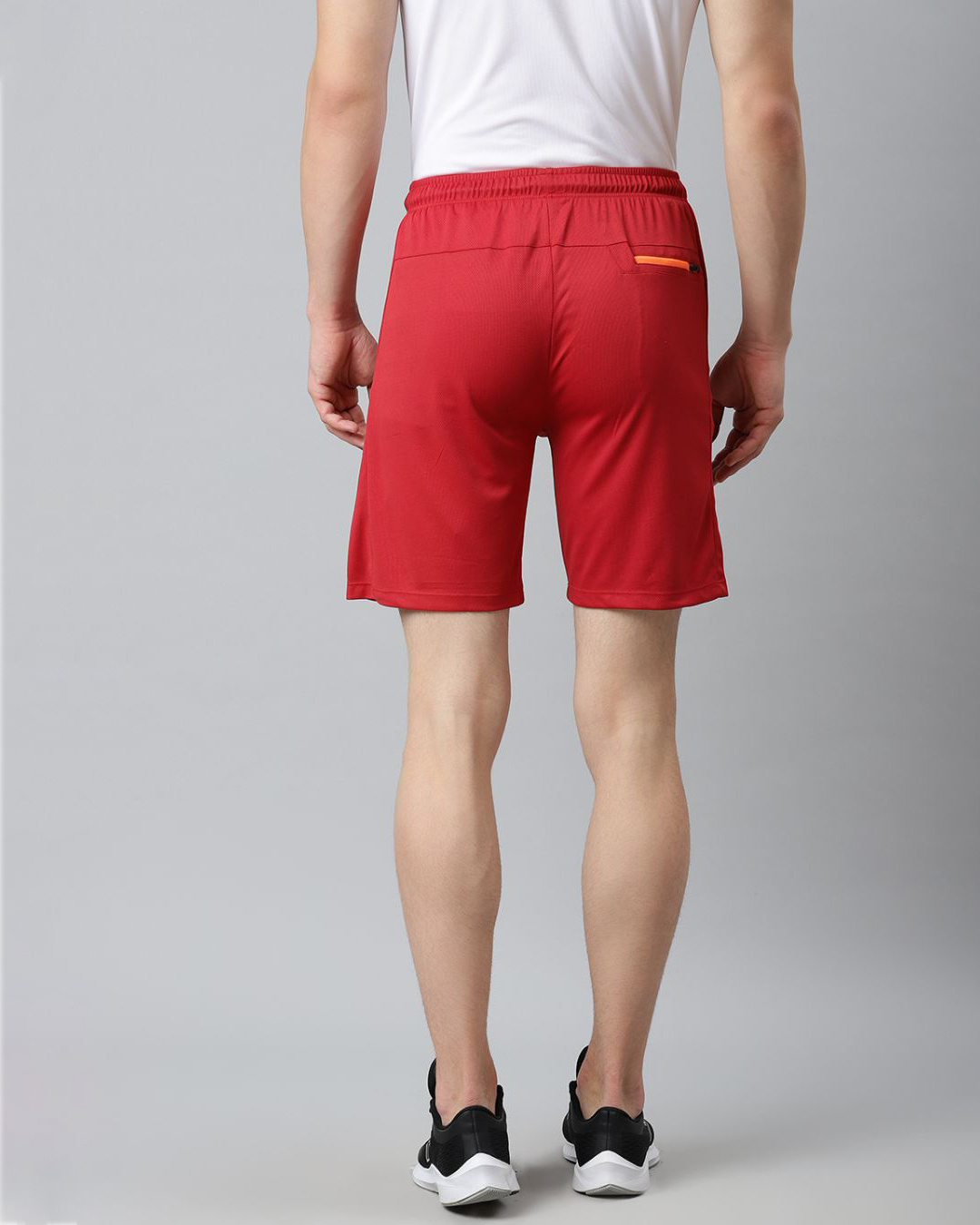 Shop Men Red Slim Fit Mid Rise Sports Shorts-Back
