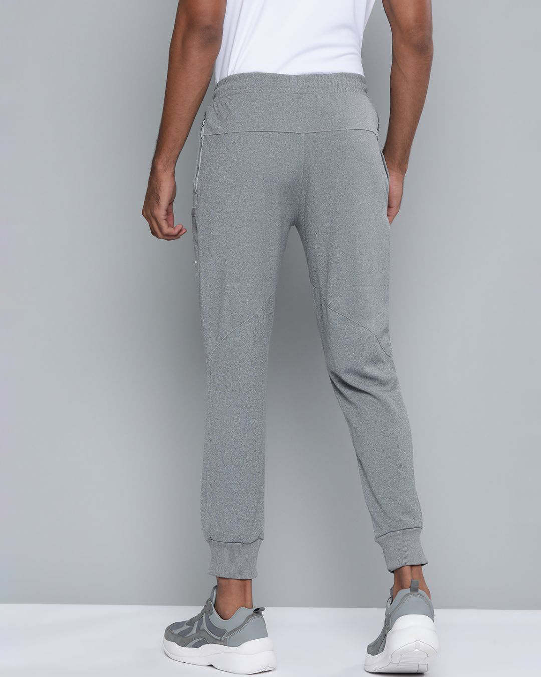 Shop Men's Grey Solid Slim Fit Joggers-Back