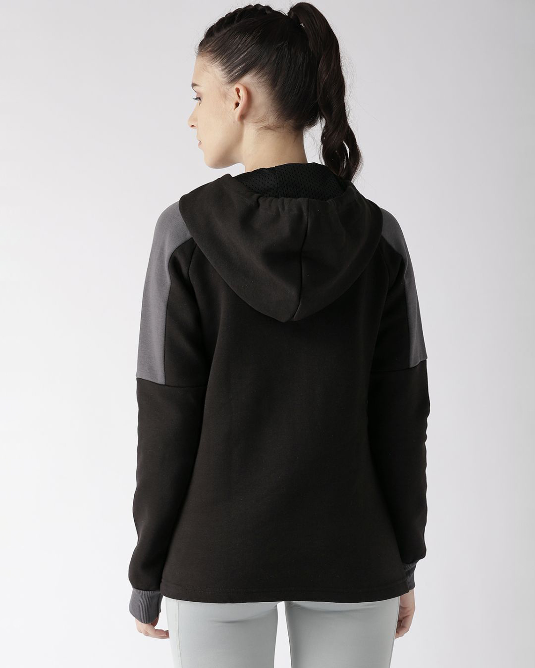 Shop Women Black Printed Slim Fit Sweatshirt-Back