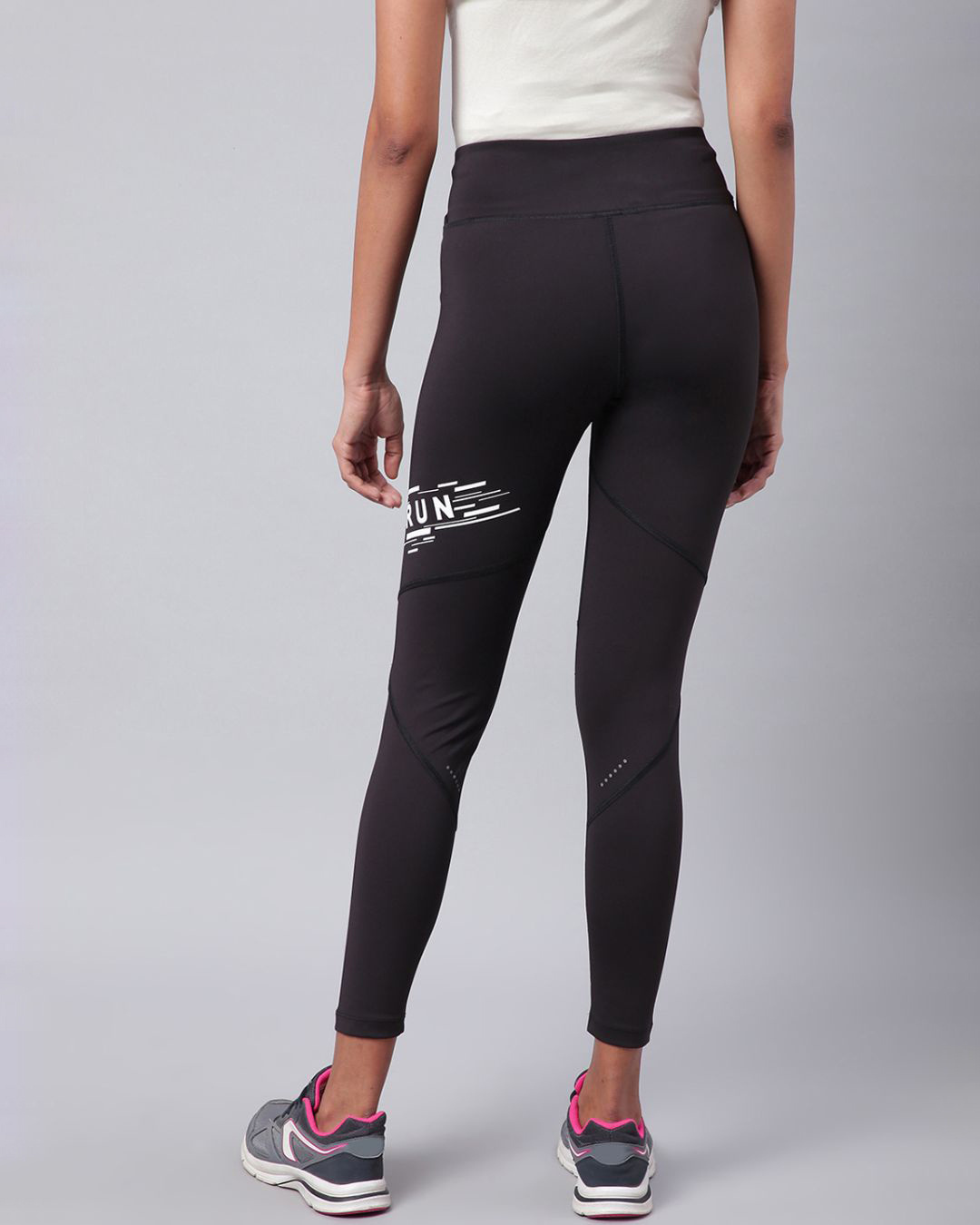 Shop Women's Black Rapid Dry Solid Cropped Training Tights-Back