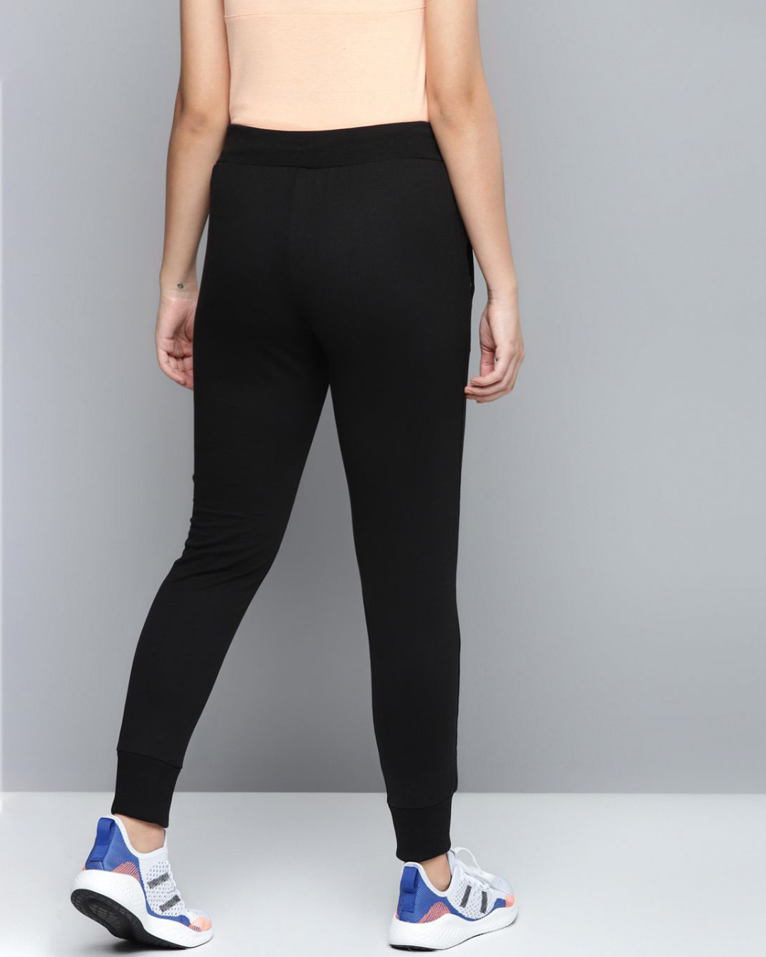 Shop Women Black Solid Joggers-Back