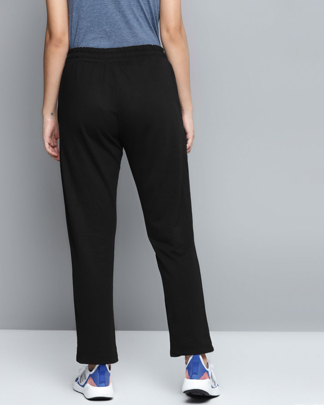 Shop Women Black Solid Track Pants-Back