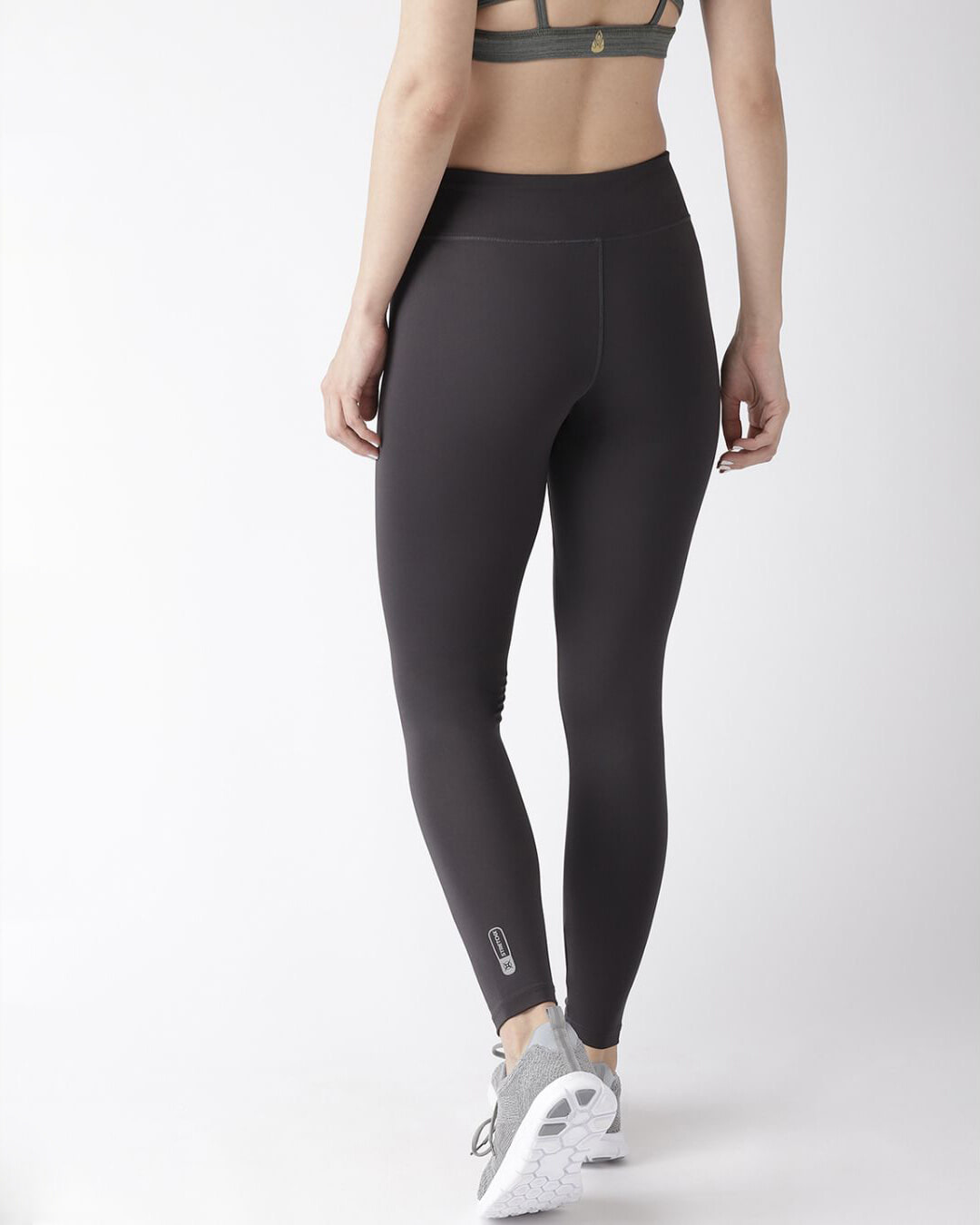 Shop Women Charcoal Grey Solid Training Tights-Back