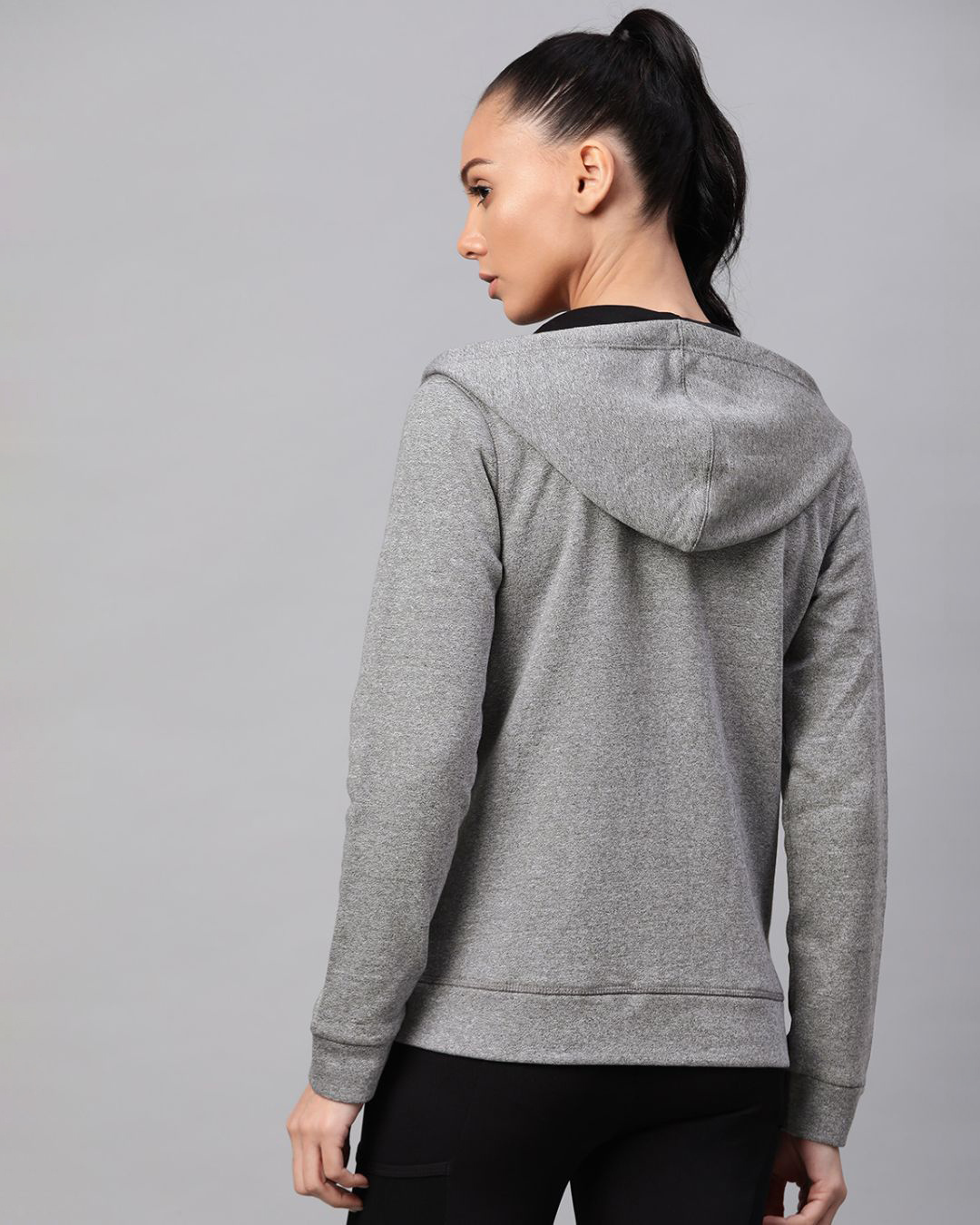 Shop Women Grey Slim Fit Sweatshirt-Back
