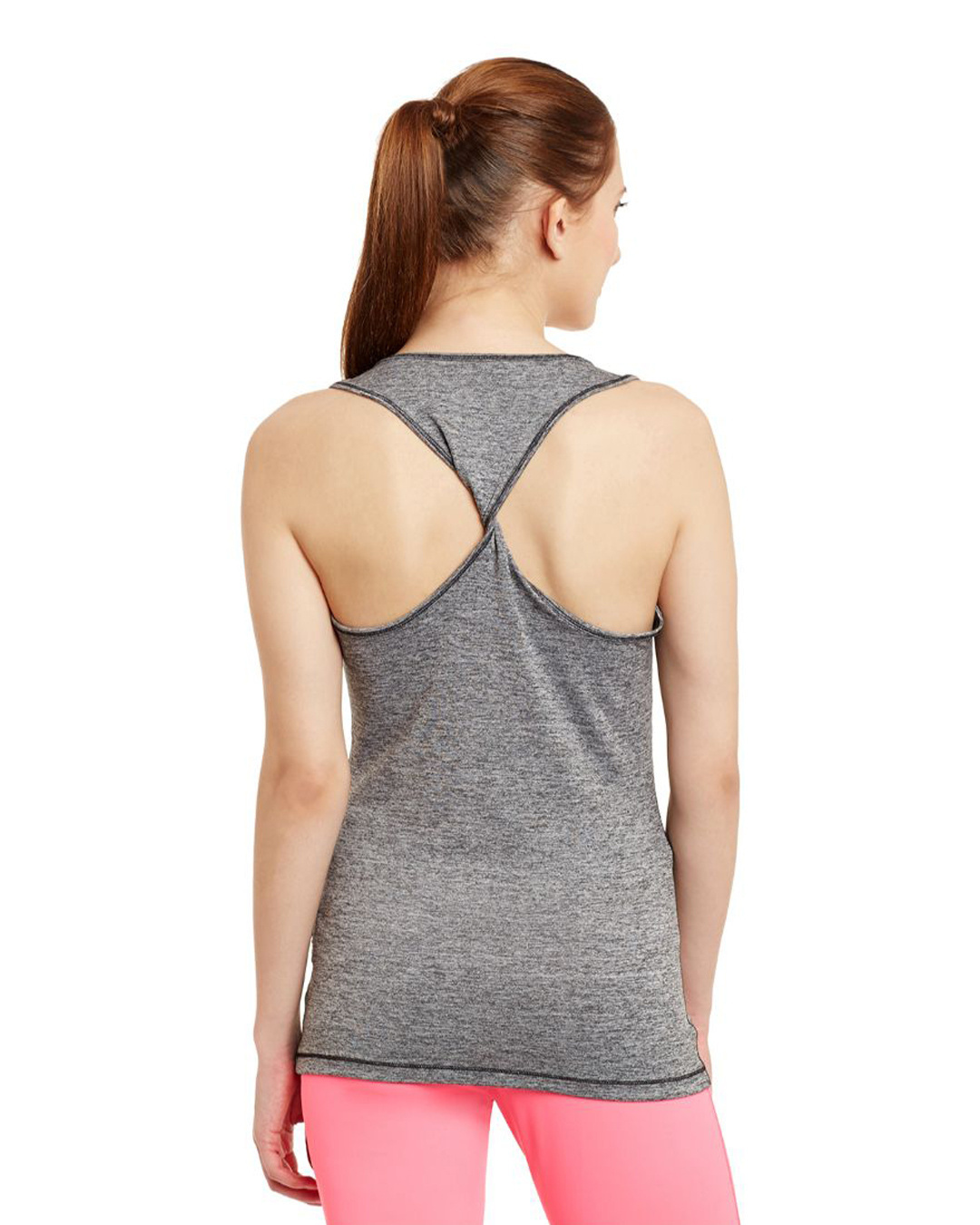 Shop Women Grey Self Design Slim Fit Top-Back