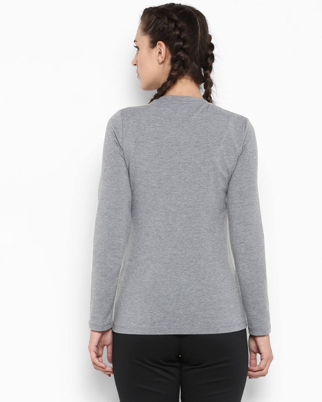 Shop Women's Grey Slim Fit T-shirt-Back
