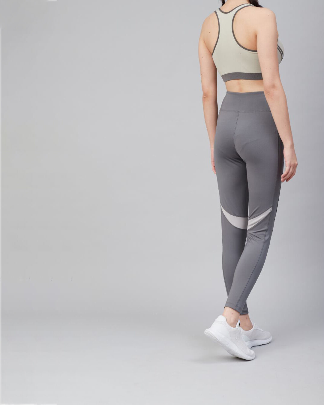 Shop Women Grey Solid Training Tights-Back