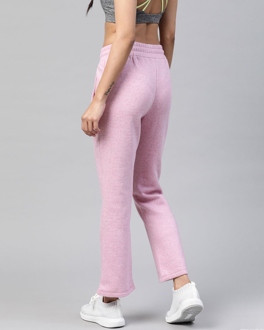 Shop Women Lavender Slim Fit Solid Knitted Track Pants-Back