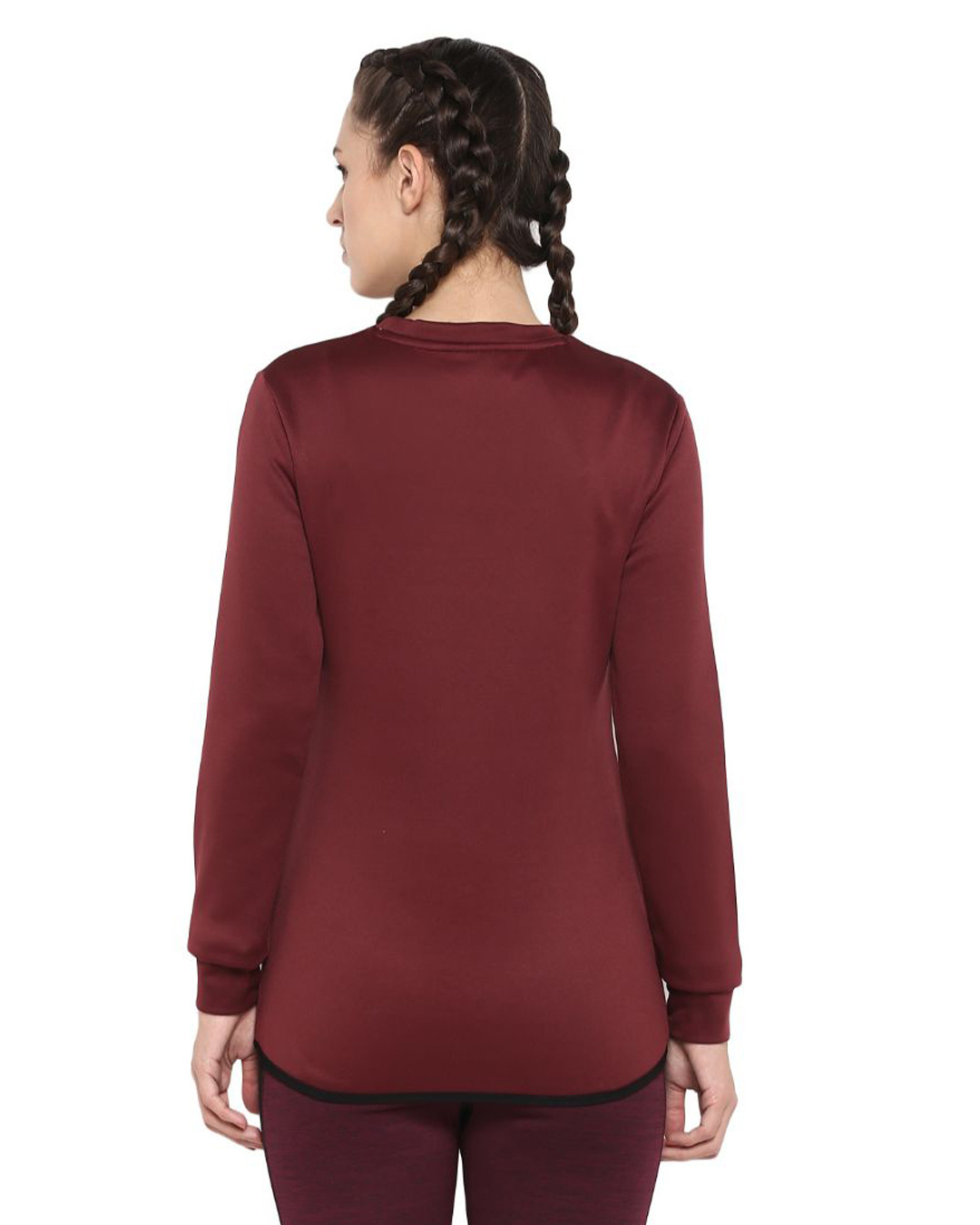 Shop Women Maroon Slim Fit Sweatshirt-Back
