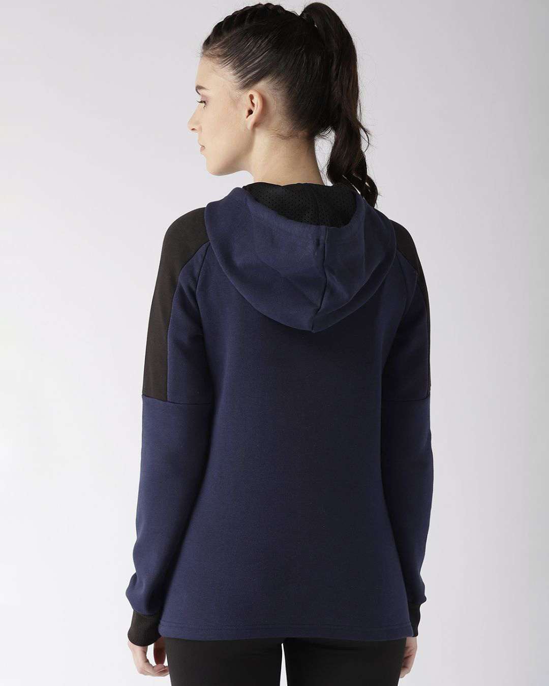 Shop Women Blue Printed Slim Fit Sweatshirt-Back