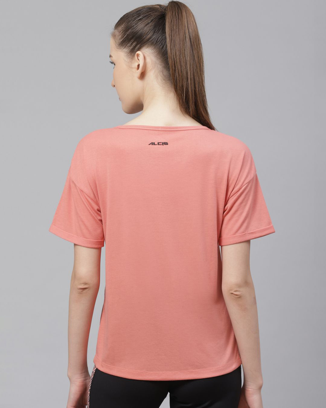 Shop Women's Pink Printed Slim Fit T-shirt-Back