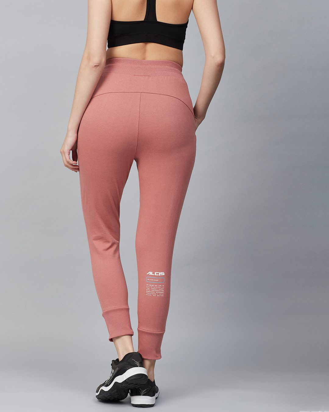 Shop Women Peach Coloured Slim Fit Solid Cropped Track Pants-Back