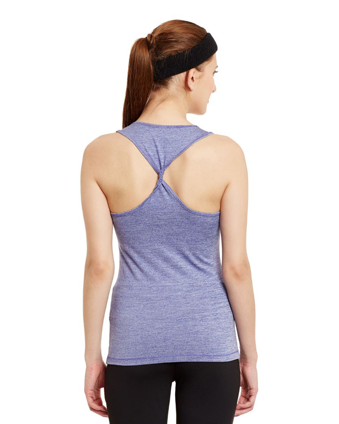 Shop Women Purple Self Design Slim Fit Top-Back