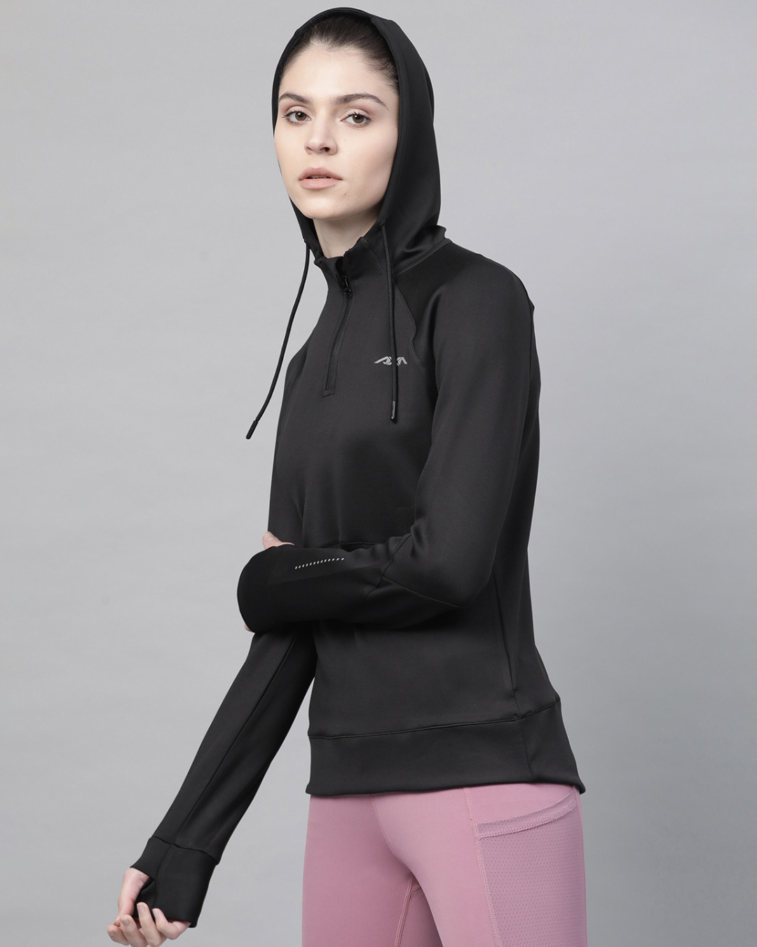 Shop Women's Black Hooded Slim Fit Jacket-Back