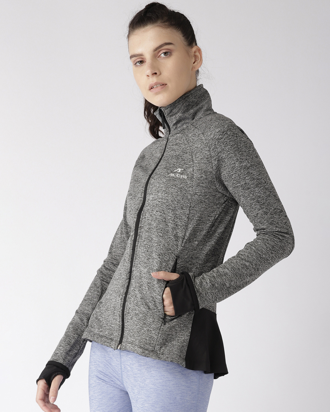 Shop Women's Charcoal Grey Sporty Slim Fit Jacket-Back