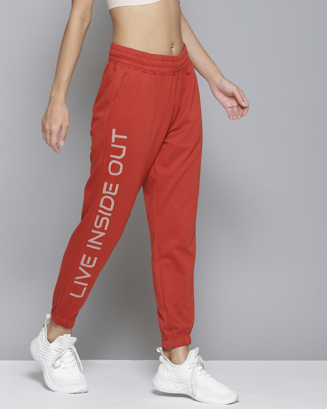 Shop Women's Red Mid Rise Printed Slim Fit Joggers-Back
