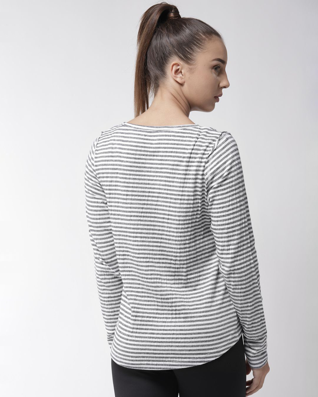 Shop Women's White Striped Slim Fit T-shirt-Back